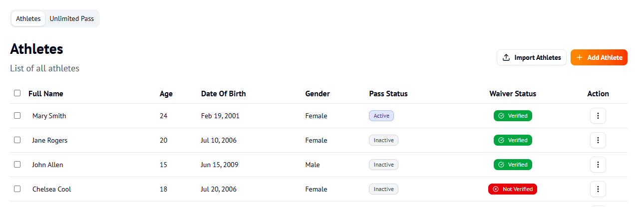 Manage Your Athletes