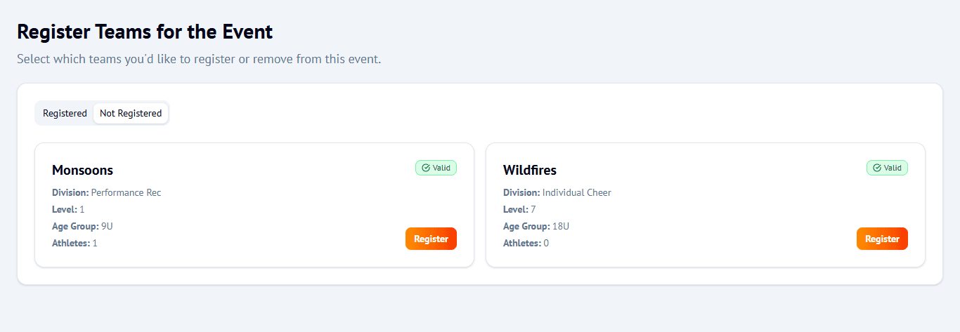 Sign Up for Competitions