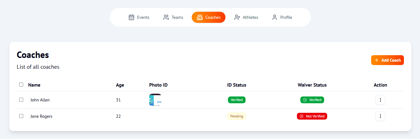 Add Your Coaches